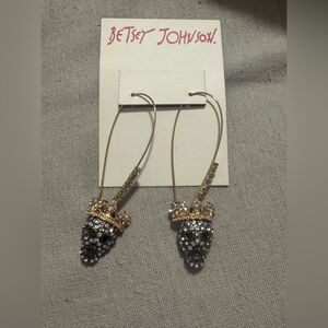 Betsey Johnson Gold and Silver Skull Earrings